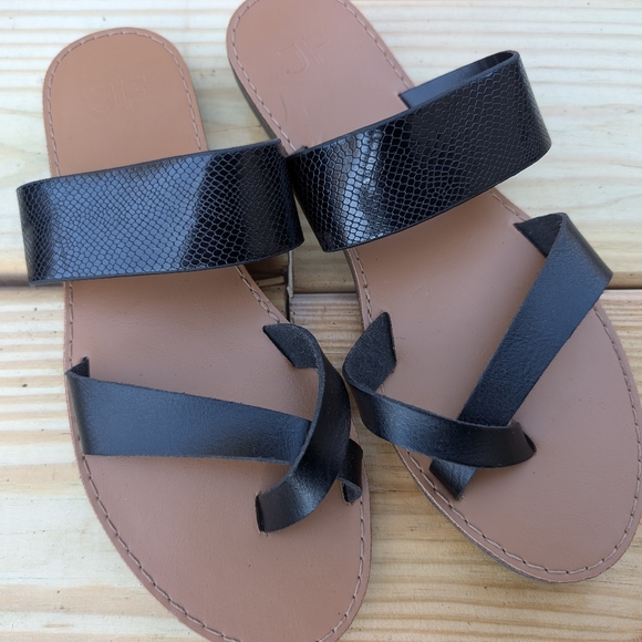 Just Fab sandals. Two pairs black and tan - Picture 2 of 6